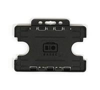 Customcard Ltd Double-Sided ID Card Holder - Secure, Black Plastic for 2 Credit-Sized Cards (85mm x 54mm) - Durable, Lightweight for Work, School, Events- ID Card Holder for Lanyard (Black, Pack of 1)