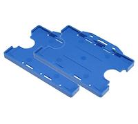 Customcard Ltd Double-Sided ID Card Holder - Secure, Blue Plastic for 2 Credit-Sized Cards (85mm x 54mm) - Durable, Lightweight for Work, School, Events - ID Card Holder for Lanyard (Blue, Pack of 2)