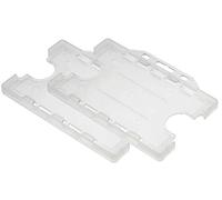 Customcard Ltd Double-Sided ID Card Holder - Secure, Clear Plastic for 2 Credit-Sized Cards (85mm x 54mm) - Durable, Lightweight for Work, School, Events - ID Card Holder for Lanyard (Clear,Pack of 2)