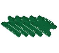 Customcard Ltd Double-Sided ID Card Holder - Secure, Green Plastic for 2 Credit-Sized Cards (85mm x 54mm) - Durable, Lightweight for Work, School, Events- ID Card Holder for Lanyard (Green, Pack of 5)