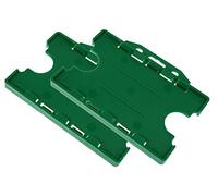 Customcard Ltd Double-Sided ID Card Holder - Secure, Green Plastic for 2 Credit-Sized Cards (85mm x 54mm) - Durable, Lightweight for Work, School, Events- ID Card Holder for Lanyard (Green, Pack of 2)