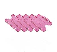 Customcard Ltd Double-Sided ID Card Holder - Secure, Pink Plastic for 2 Credit-Sized Cards (85mm x 54mm) - Durable, Lightweight for Work, School, Events - ID Card Holder for Lanyard (Pink, Pack of 5)