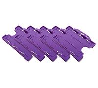Customcard Ltd Double-Sided ID Card Holder - Secure, Purple Plastic for 2 Credit-Sized Cards (85mm x 54mm) - Durable, Lightweight for Work, School, Events - ID Holder for Lanyard (Purple, Pack of 5)