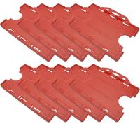 Customcard Ltd Double-Sided ID Card Holder - Secure, Red Plastic for 2 Credit-Sized Cards (85mm x 54mm) - Durable, Lightweight for Work, School, Events- ID Card Holder for Lanyard (Red, Pack of 10)