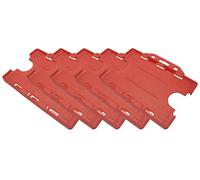 Customcard Ltd Double-Sided ID Card Holder - Secure, Red Plastic for 2 Credit-Sized Cards (85mm x 54mm) - Durable, Lightweight for Work, School, Events- ID Card Holder for Lanyard (Red, Pack of 5)