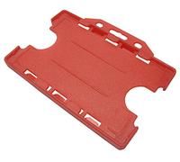 Customcard Ltd Double-Sided ID Card Holder - Secure, Red Plastic for 2 Credit-Sized Cards (85mm x 54mm) - Durable, Lightweight for Work, School, Events- ID Card Holder for Lanyard (Red, Pack of 1)