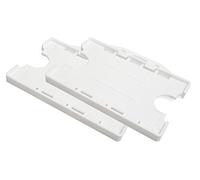 Customcard Ltd Double-Sided ID Card Holder - Secure, White Plastic for 2 Credit-Sized Cards (85 x 54mm) - Durable, Lightweight for Work, School, Events- ID Card Holder for Lanyard (White, Pack of 2)