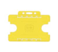 Customcard Ltd Double-Sided ID Card Holder - Secure, Yellow Plastic for 2 Credit-Sized Cards (85 x 54mm) - Durable, Lightweight for Work, School, Events- ID Card Holder for Lanyard (Yellow, Pack of 1)