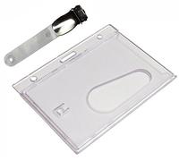 Customcard ltd® Enclosed ID Card Holder & Crocodile Style Badge Clip Pass Pack of 25