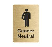 Customcard Ltd Gender Neutral toilet, changing room sign-high quality, brushed gold finish with tape on the back