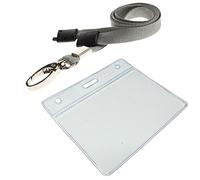 Customcard Ltd Grey Lanyard with ID Card Pocket - Sturdy Lobster Clip - Safety Break - Fully Enclosed Flexible Card Pocket Holder - Durable Lanyards for Neck - Quick Release - Conference/Office (Grey)