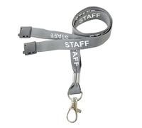Customcard Ltd Grey Staff Lanyard with Safety Break & Metal Clip - 45cm Drop, 15mm Width - Comfortable & Durable Staff Lanyards for Office, School & Events - Professional Grey Design (Pack of 5)