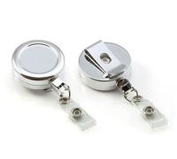 Customcard ltd¨ Heavy Duty Badge Reel Chrome Retractable Badge Reel Belt Clip x 10