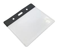 Customcard Ltd ID Badge Pocket Plastic Vinyl Wallet Pouch 60x90mm - Black Header - Flexible, Full Coverage Card Holder - Ideal Plastic ID Wallet for School, Work, Events - Pack of 25