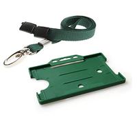 Customcard ltd® ID Card Holder and Lanyard Neck Strap with Lobster Metal Clip - Green. Recyclable Holder and ECO Friendly Lanyard (Green)