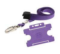 Customcard Ltd Lobster Clip Lanyard with Card Holder - Yellow Quick Release Lanyards for Neck - Ideal for Office, Work, Staff, ID Card Access - Sturdy Material, Comfortable to Wear - (Purple)