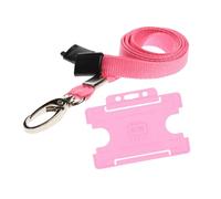 Customcard Ltd Lobster Clip Lanyard with Card Holder - Yellow Quick Release Lanyards for Neck - Ideal for Office, Work, Staff, ID Card Access - Sturdy Material, Comfortable to Wear - (Pink)