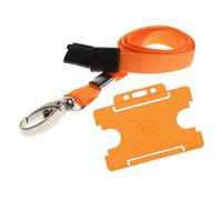 Customcard Ltd Lobster Clip Lanyard with Card Holder - Yellow Quick Release Lanyards for Neck - Ideal for Office, Work, Staff, ID Card Access - Sturdy Material, Comfortable to Wear - (Orange)