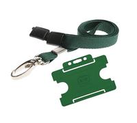 Customcard Ltd Lobster Clip Lanyard with Card Holder - Yellow Quick Release Lanyards for Neck - Ideal for Office, Work, Staff, ID Card Access - Sturdy Material, Comfortable to Wear - (Green)