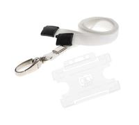 Customcard Ltd Lobster Clip Lanyard with Card Holder - Yellow Quick Release Lanyards for Neck - Ideal for Office, Work, Staff, ID Card Access - Sturdy Material, Comfortable to Wear - (White)
