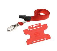 Customcard Ltd Lobster Clip Lanyard with Card Holder - Yellow Quick Release Lanyards for Neck - Ideal for Office, Work, Staff, ID Card Access - Sturdy Material, Comfortable to Wear - (Red)
