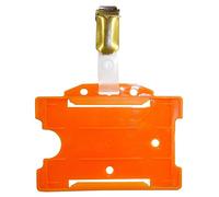 Customcard ltd® Orange ID Card Holder with Clip (Pack of 2) ID Badge Holder