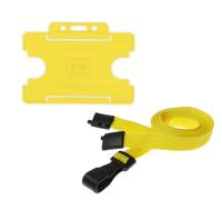 Customcard ltd® Pack of 50 Yellow Neck Strap Lanyard & Yellow ID Card Holder