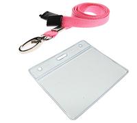Customcard Ltd Pink Lanyard with ID Card Pocket - Sturdy Lobster Clip - Safety Break - Fully Enclosed Flexible Card Pocket Holder - Durable Lanyards for Neck - Quick Release - Conference/Office (Pink)
