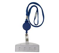 Customcard ltd Portrait ID Swipe Card Holder with Blue Retractable Badge Reel Lanyard x 5