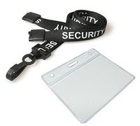 Customcard ltd¨ Pre Printed Black Security Safety Neck Strap Lanyard with Plastic ID Pocket - Pack 5