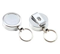Customcard ltd® Pull Key Reel Retractable Cord x 1 Recoil Metal Chrome ID Keyring Holder