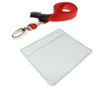 Customcard Ltd Red Lanyard with ID Card Pocket - Sturdy Lobster Clip - Safety Break - Fully Enclosed Flexible Card Pocket Holder - Durable Lanyards for Neck - Quick Release - Conference/Office (Red)