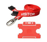 Customcard ltd Red Visitor Lanyards & Red ID Card Holder Pack of 1 Visitor Lanyards