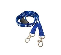 Customcard ltd Staff Lanyard Blue - Safety Breakaway Open End - Strong Design with Two Trigger Clips - Ideal for Office, School, Teacher - Badge Lanyard for Secure and Comfortable Use (Pack of 10)