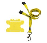 Customcard Ltd Staff Lanyard Yellow and Single-Sided ID Badge Holder -Single Safety Break & Metal Clip -Ideal for School, Office, Events - Secure Lanyard Staff Badge Holder with Card Slot (Pack of 10)
