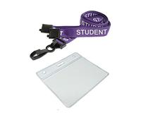 Customcard ltd Student Lanyard Neck Strap Purple & ID Pocket Wallet x 10