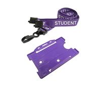 Customcard ltd Student Lanyard Neck Strap Purple with Purple ID Card Holder