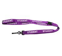 Customcard ltd Student Lanyard Neck Strap Purple with Safety Breakaway Clip x 5