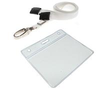 Customcard Ltd White Lanyard with ID Card Pocket - Sturdy Lobster Clip - Safety Break -Fully Enclosed Flexible Card Pocket Holder - Durable Lanyards for Neck - Quick Release -Conference/Office (White)