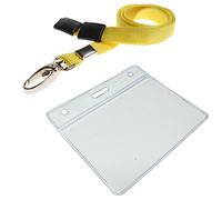 Customcard Ltd Yellow Lanyard with ID Card Pocket - Sturdy Lobster Clip -Safety Break -Fully Enclosed Flexible Card Pocket Holder -Durable Lanyards for Neck - Quick Release -Conference/Office (Yellow)