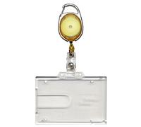 Customcard ltd® Yellow Premier Retractable Badge Reels & Double Sided Badge Buddy ID Card Holder