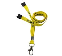 Customcard Ltd Yellow Staff Lanyard with Safety Break & Metal Clip - 45cm Drop, 15mm Width - Comfortable & Durable Staff Lanyards for Office, School & Events - Professional Yellow Design (Pack of 5)