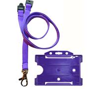 Customcard Neck Lanyard Metal Clip and ID Card Badge Holder - Purple, Purple x 1