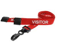 Customcard Visitor Plastic Clip Safety Breakaway Lanyard - Red (Pack of 10), Visitorplastic10