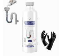 Customchem Instant Drain Unblocker/Drain Cleaner Professional Rapid Action Formula, 1kg, Dissolves Grease, Hair, Food Residue, Fat, Multi-Surface Use, Made in UK SAFETY GLOVES INCLUDED