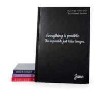 CustomDesign.Shop Personalised Academic Hardcover Diary 2026-2027 | Custom Printed Teacher Planner - A5 size, Week-to-View, Black color