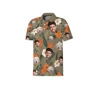 Custome Hawaiian Polo Shirt with Face Pet Picture Personalized Funny Short Sleeve Golf Shirt