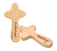 Customed Wooden Holding Cross Ornament, Portable Olive Wood Cross with Carving Name/Text, Suitable for Religious Prayer Souvenirs(3.94x2.36 inch)