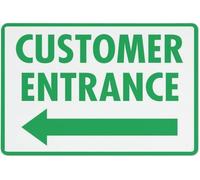 Customer Entrance Left Arrow Warning Metal Sign Tin Signs Aluminum Sign for Outdoors Use Yard Farm Fence Home Wall Decor 12x16 inch