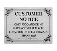 Customer Notice Only Food & Drink Purchased Here Sign A5 Brushed Aluminium 20x15cm